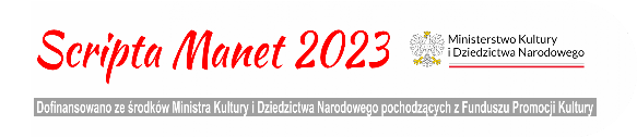 LOGO PROJEKTU SCRIPTA MANET 2023